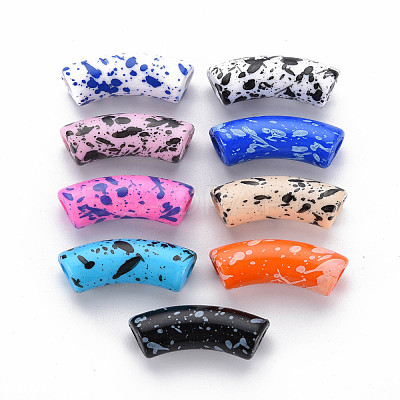Opaque Spray Painted Acrylic Beads MACR-S372-001F-1