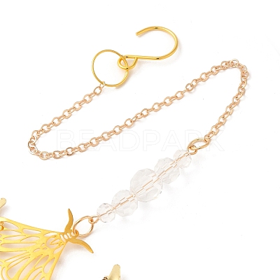 Brass Hollow Moth Moon Hanging Ornaments AJEW-Z027-01B-1