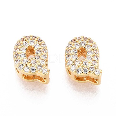 Brass Micro Pave Clear Cubic Zirconia Beads KK-T071-17G-Q-1