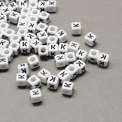 Large Hole Acrylic Letter European Beads SACR-Q103-6mm-01K-1