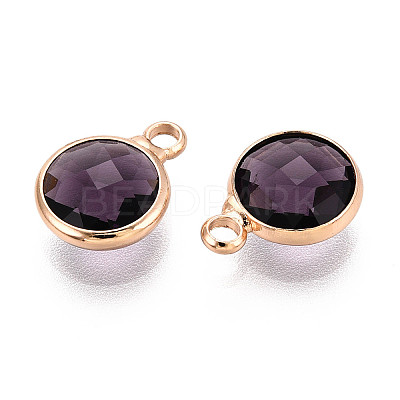 Golden Tone Brass Glass Charms GLAA-ZX008-24A-G-1