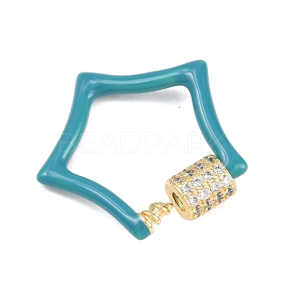 Star Brass Micro Pave Clear Cubic Zirconia Screw Carabiner Clasps KK-B167-01C-03G-1