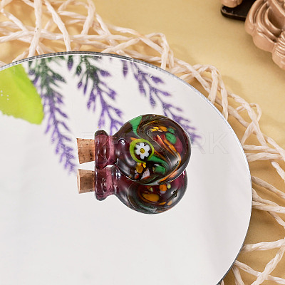 Handmade Lampwork Perfume Bottle Pendants LAMP-TADJ0001-05B-1