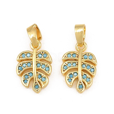 Brass Micro Pave Sky Blue Cubic Zirconia Charms CU-CBAA571-03G-1