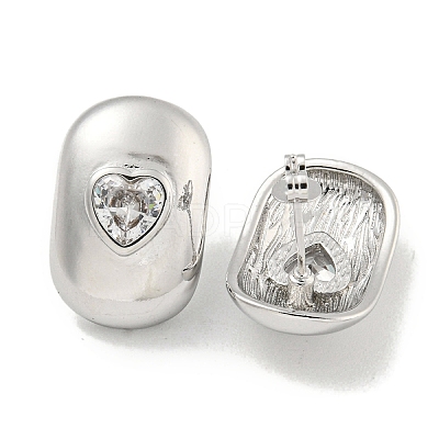 Brass Micro Pave Cubic Zirconia Stud Earrings for Women EJEW-E312-01C-P-1