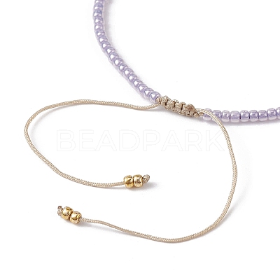 Heart Natural Shell & Glass Seed Braided Bead Bracelets BJEW-JB09922-02-1