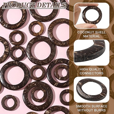 35Pcs Wood Jewelry Findings Coconut Linking Rings COCO-YW0001-01-1