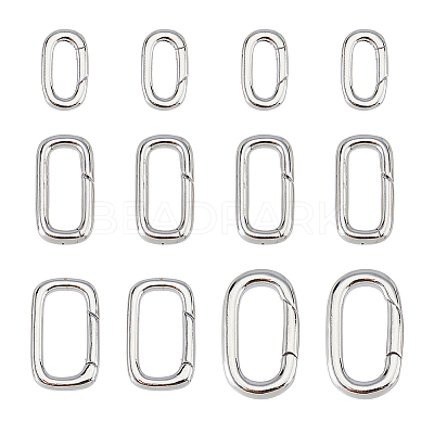 12Pcs 4 Styles Brass Spring Gate Rings KK-HS0002-19-1