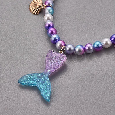 Plastic Imitation Pearl Stretch Bracelets and Necklace Jewelry Sets X-SJEW-JS01053-02-1