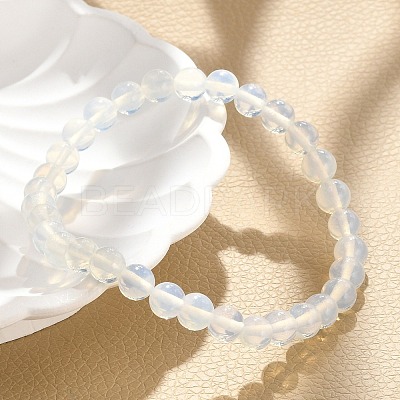 Opalite Beaded Stretch Bracelets BJEW-D446-B-07-1