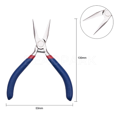 Set of 3 Jewelry Making Supplies Craft DIY Pliers Tool Set Flat Nosed Round Nosed Wire Cutter Pliers Blue TOOL-YW0001-07-1