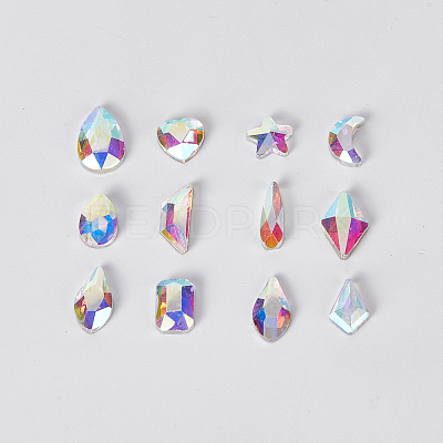 Flat Back Glass Rhinestones Cabochons MRMJ-WH0077-076-1