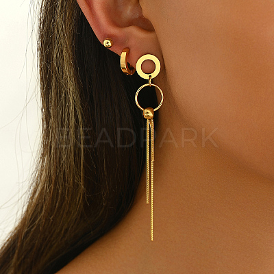 Stainless Steel Ring Tassel Earrings Sets LS-OV1980-1-1