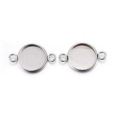 Tarnish Resistant 304 Stainless Steel Cabochon Connector Settings STAS-F191-15P-D-1