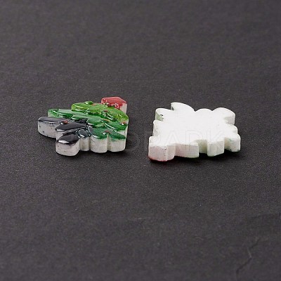 Christmas Themed Opaque Resin Cabochons CRES-P022-16-1