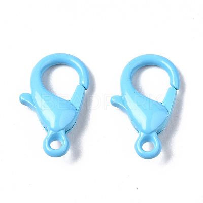 Spray Painted Eco-Friendly Alloy Lobster Claw Clasps PALLOY-T080-06E-NR-1