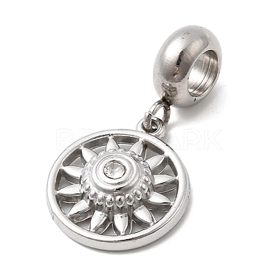 304 Stainless Steel Crystal Rhinestone European Dangle Charms STAS-D153-06A-P-1