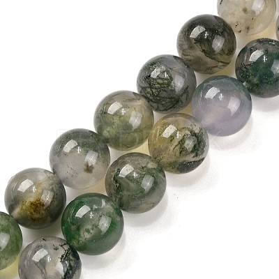Natural Moss Agate Beads Strands G-J358-01-10MM-1