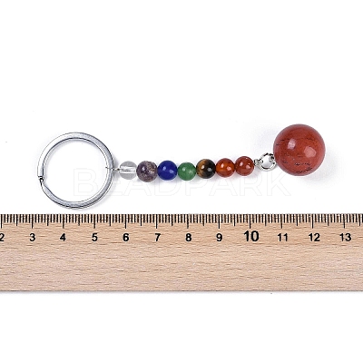 Natural Red Jasper Round Beaded Keychain G-H076-01P-10-1