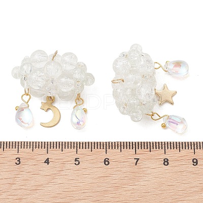 2Pcs 2 Styles Glass Bead & 304 Stainless Steel & 201 Stainless Steel Pendants PALLOY-MZ01307-01-1