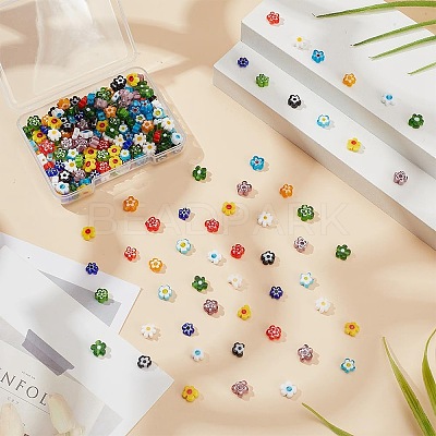 240Pcs 12 Colors Handmade Millefiori Glass Bead Strands LAMP-HY0001-09-1