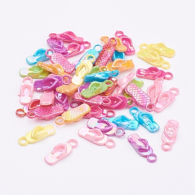 Opaque AB Color Acrylic Flip Flops Pendants X-SACR-R697-M11-1