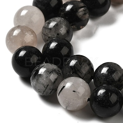 Natural Black Rutilated Quartz Beads Strands G-R447-10mm-03-01-1