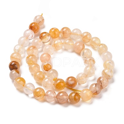 Natural Yellow Hematoid Quartz/Golden Healer Quartz Beads Strands G-E571-05A-1