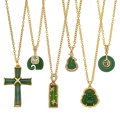 6Pcs Brass Chains Necklaces NJEW-OC00007-1
