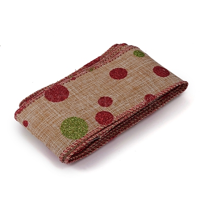 Christmas Burlap Ribbon SRIB-WH0006-15E-1
