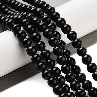 Natural Obsidian Bead Strands X-G-R173-6mm-02-1