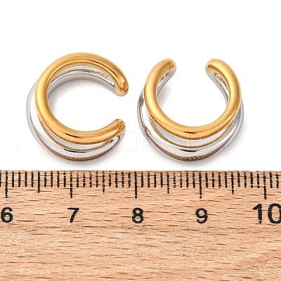 Two-layer C-Shaped 304 Stainless Steel Two Tone Cuff Earrings EJEW-A131-04B-GP-1