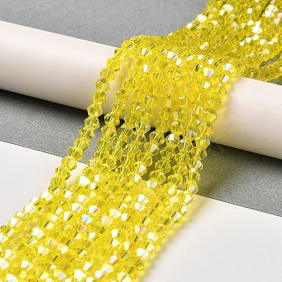 Transparent Electroplate Glass Beads Strands GLAA-F029-4mm-A21-1