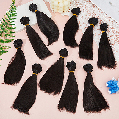 10Pcs Plastic Long Straight Hairstyle Doll Wig Hair DIY-DC0003-96B-1