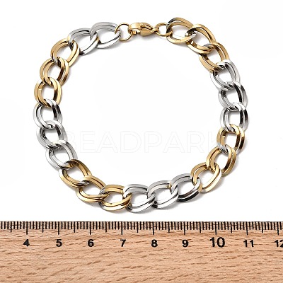 304 Stainless Steel Cuban Link Chain Bracelets for Women BJEW-D377-01C-1