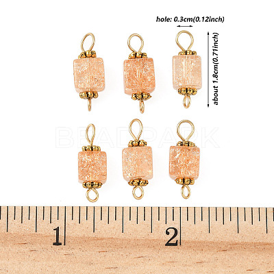10Pcs Transparent Crackled Glass Cube Connector Charms PALLOY-JF03942-1