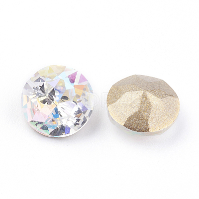 Pointed Back & Back Plated K9 Glass Rhinestone Cabochons RGLA-J012-10mm-101-1