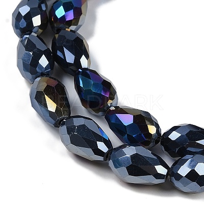Opaque Solid Color Electroplate Glass Beads Strands EGLA-N013-P8mm-B01-1