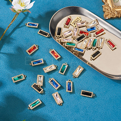 36Pcs 6 Colors Zinc Alloy Glass Pendants ALRI-TA0001-33-1