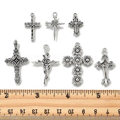 35Pcs 7 Styles Tibetan Style Alloy Pendants TIBE-FP0001-20-1