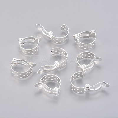 Brass Clip-on Hoop Earring Findings KK-M019-05S-1