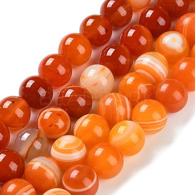 Natural Striped Agate/Banded Agate Beads Strands G-Z060-A01-C17-1