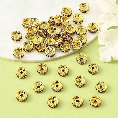 Brass Grade A Rhinestone Spacer Beads RSB036NF-05G-1