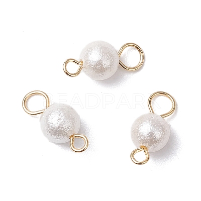 Wrinkle Textured Shell Pearl Round Connector Charms PALLOY-JF03824-01-1