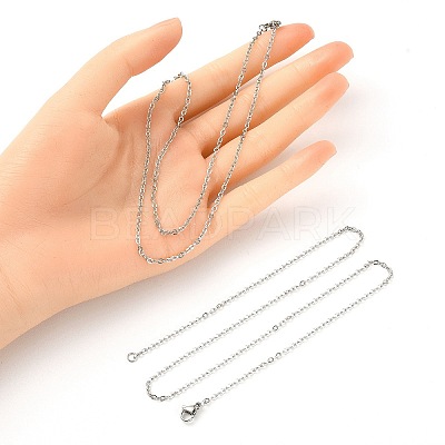 10Pcs 304 Stainless Steel Cable Chain Necklaces Set for Men Women MAK-YW0002-01P-1