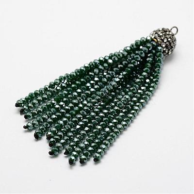Electroplate Glass Bead Tassel Big Pendants EGLA-P023-1