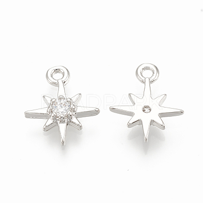 Brass Cubic Zirconia Charms X-ZIRC-Q002-143P-1