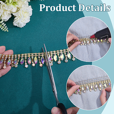 2Yards Iron & Glass Beaded Trim Garland Strand OCOR-ME0001-70-1