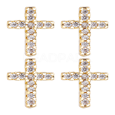 2 Pairs Brass Micro Pave Clear Cubic Zirconia Stud Earrings for Women EJEW-LP0001-57G-1