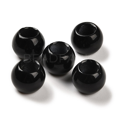 Natural Dyed & Heated Black Agate European Beads G-R488-01P-1